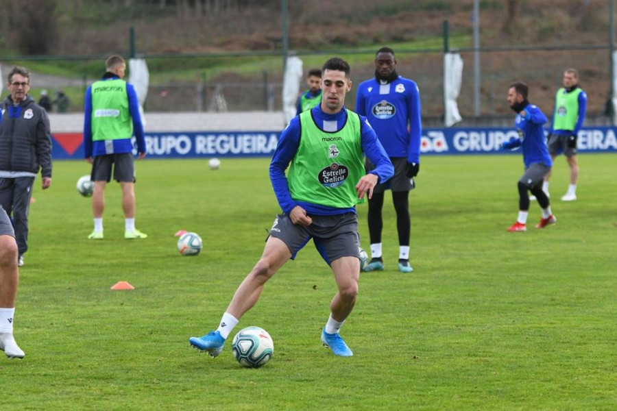 Sabin Merino efectuó su primer entrenamiento con el Deportivo