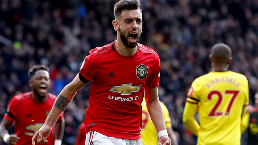 El United golea y Bruno Fernandes  se estrena