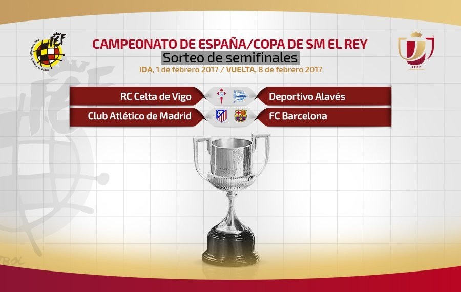 Atlético-Barcelona y Celta-Alavés, semifinales de Copa del Rey