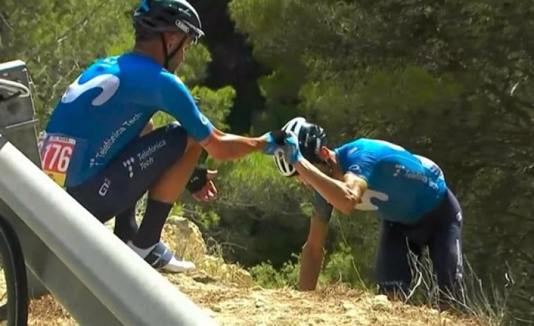 Valverde abandona tras caerse por un terraplén