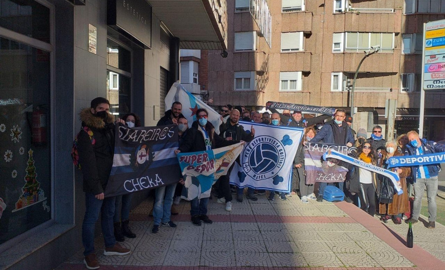 La afición del Depor, en León, pese al cambio de fecha