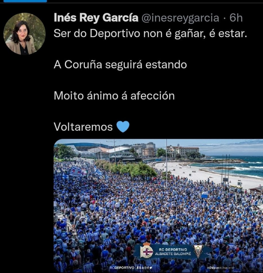 Los tuits de ánimo de Inés Rey y Luis Moya