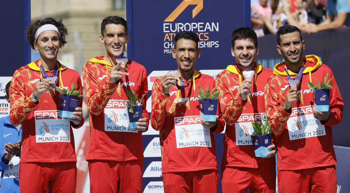 Equipo de maraton de Espau00f1a, bronce en Munich