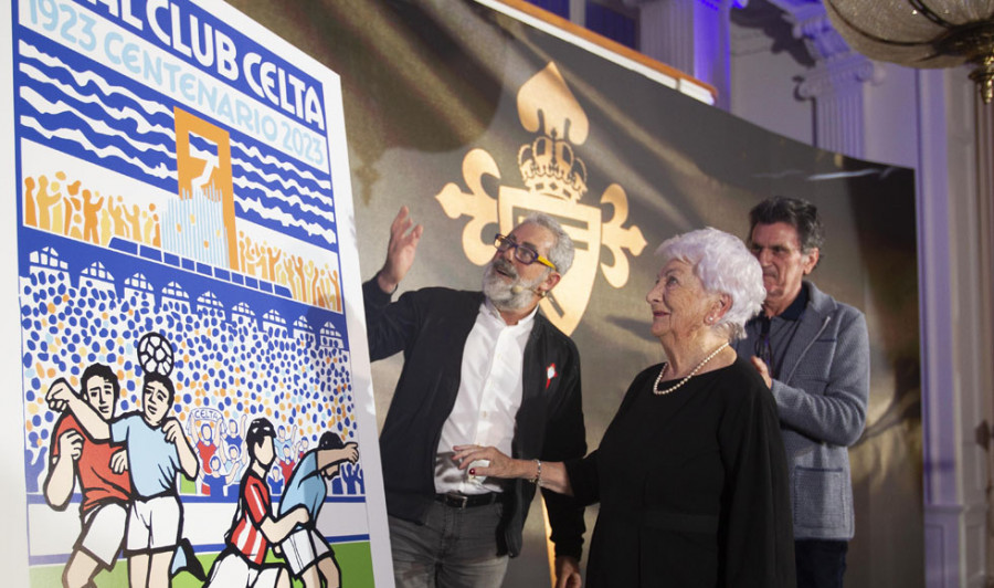 El Celta presenta el cartel de su centenario, obra de Xosé Vizos