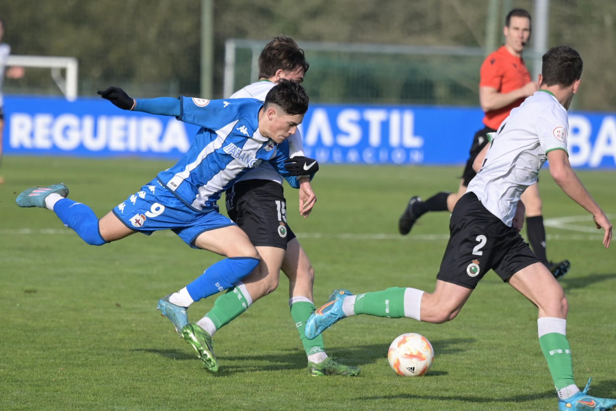 El Juvenil A del Depor muestra personalidad ante el Racing de Santander y sigue líder (3-1)