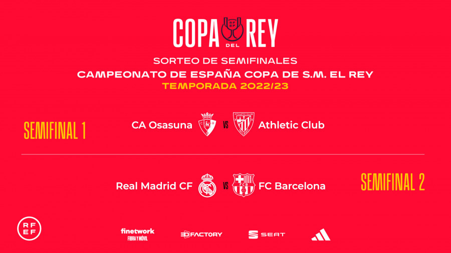 Osasuna-Athletic Club y Real Madrid-Barcelona, semifinales de la Copa del Rey