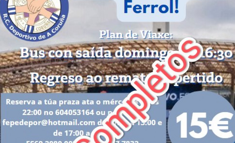 Llenazo en los dos buses de las peñas para el Racing de Ferrol