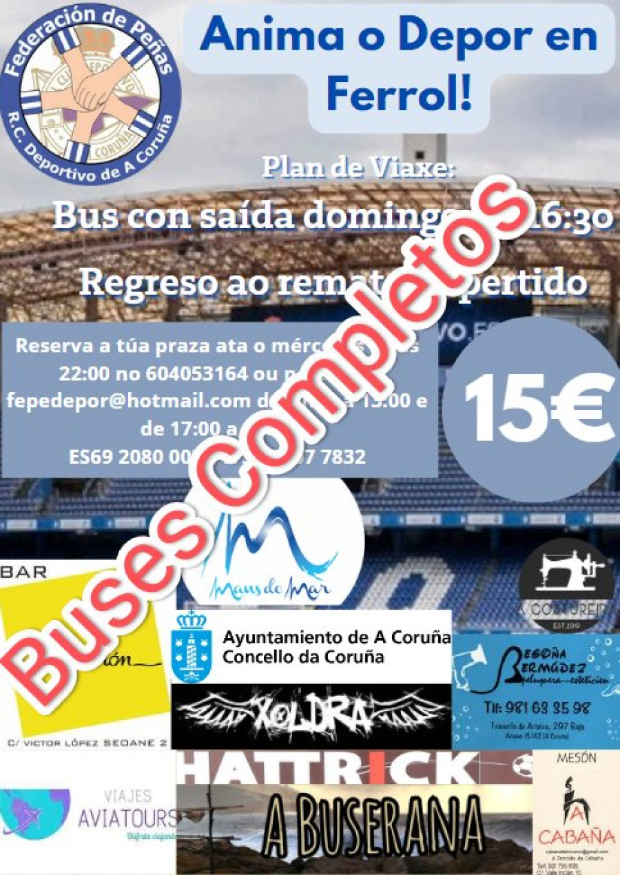Llenazo en los dos buses de las peñas para el Racing de Ferrol