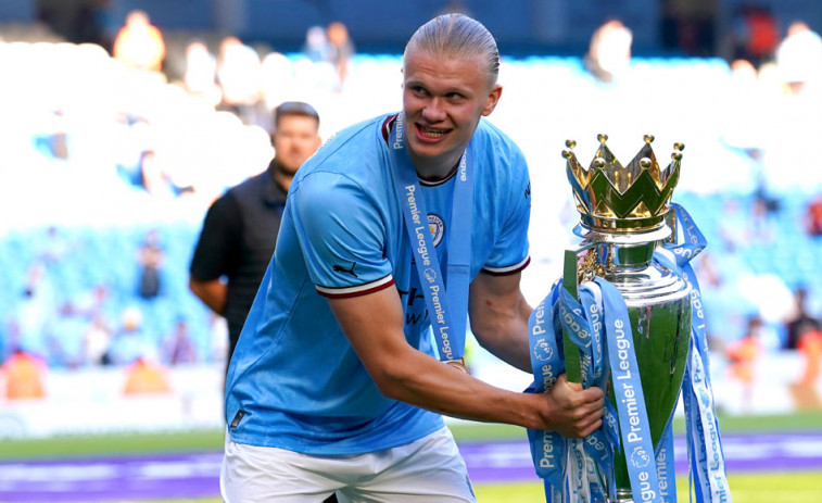 Haaland feliz tras conquistar su primer título con el Manchester  City