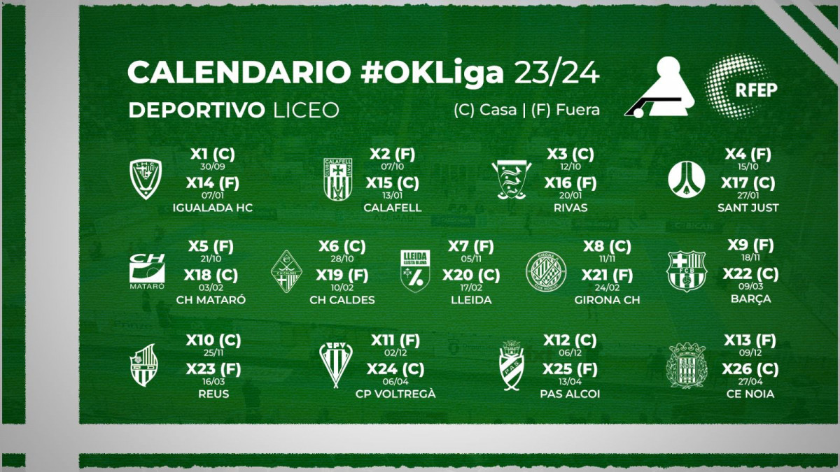 Calendario liceo ok liga 2023 24