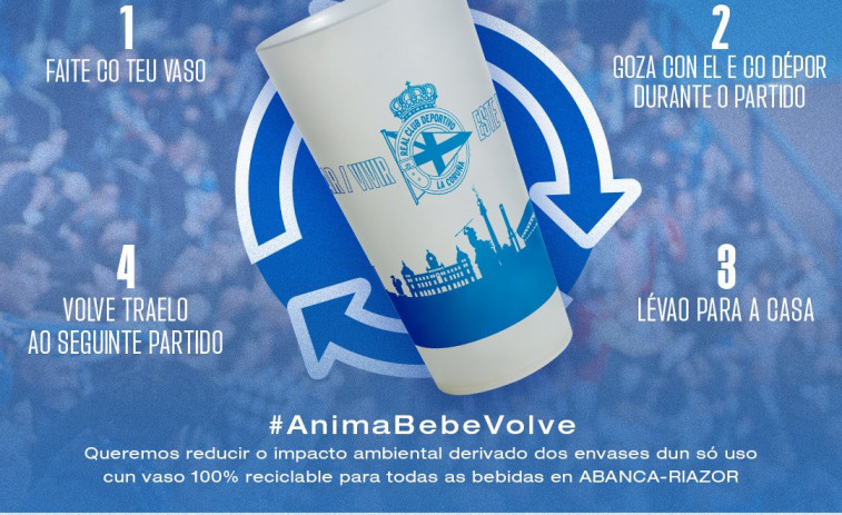 El Depor inicia una campaña para reducir el uso de plástico en Riazor