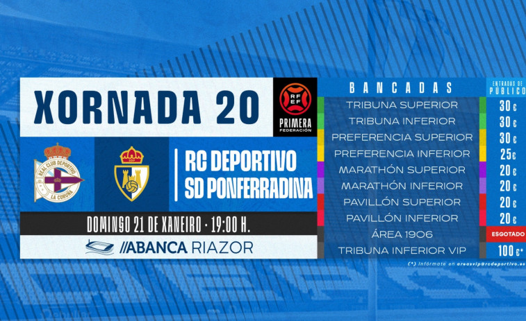 A la venta las entradas para el Deportivo-Ponferradina