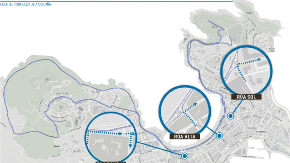 Carrera ciclista O Gran Camiño en A Coruña: cortes de tráfico y transporte a centros educativos