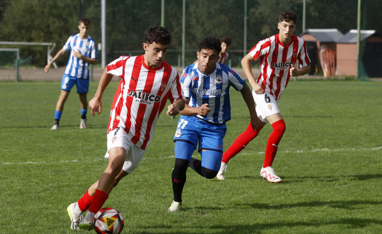 El Depor juvenil se exhibe ante el Sporting y muestra que va a dar guerra