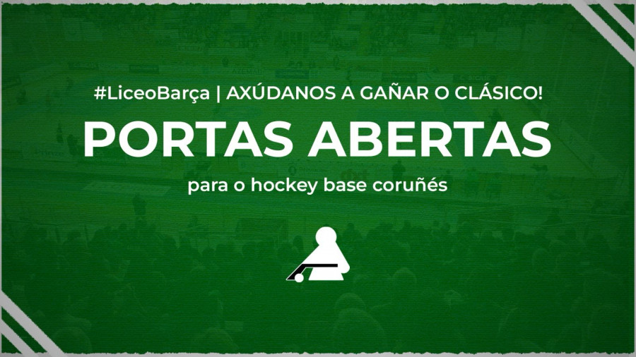 El Liceo invita a los clubes de hockey coruñeses al partido contra el Barça