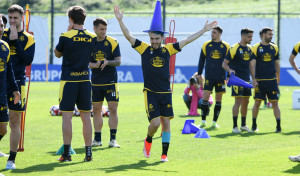 Toda la plantilla del Deportivo sobre el césped