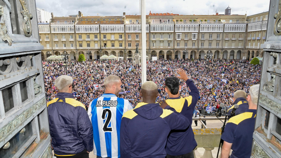 La celebración del ascenso del Depor en María Pita