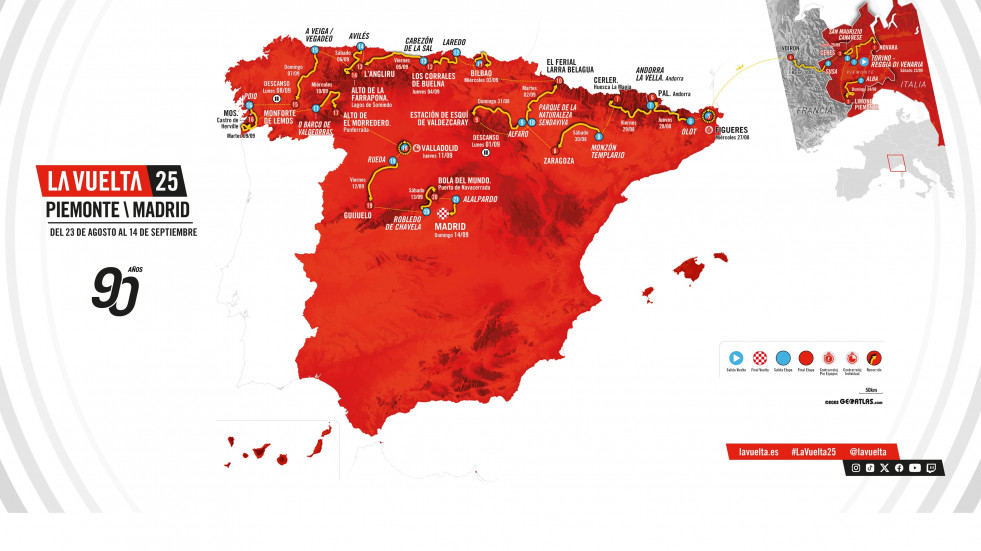 La Vuelta celebra su 90 aniversario con un recorrido centrado en el norte de España