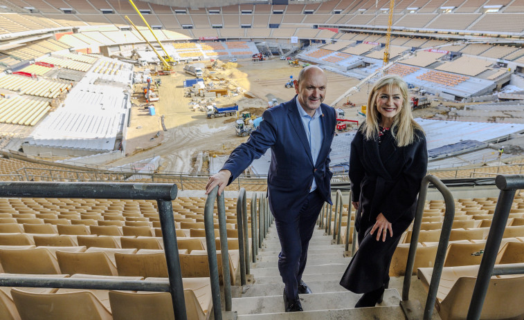 Louzán visita las obras del estadio de La Cartuja y lo califica como el 