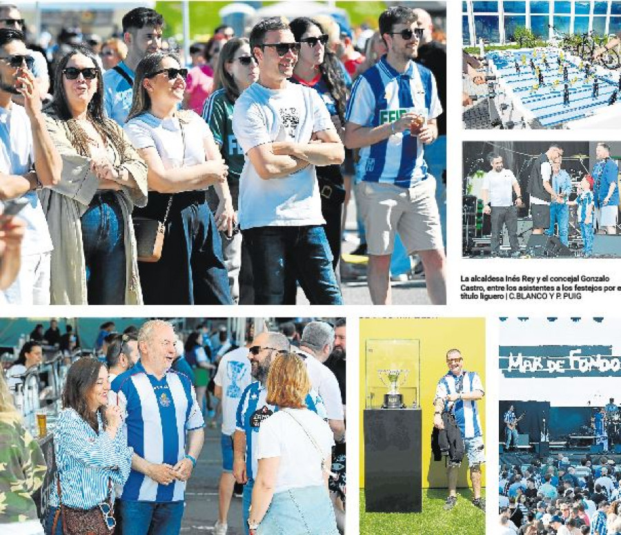 Fin de fiesta blanquiazul  en la explanada de Riazor